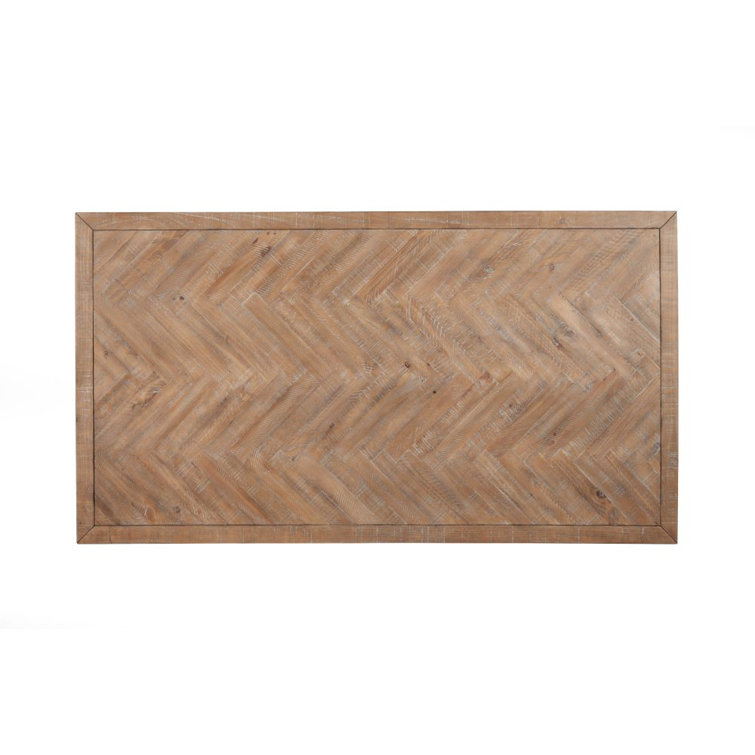 Reclaimed Pine Chevron 74" Rustic Dining Table in Weathered Natural