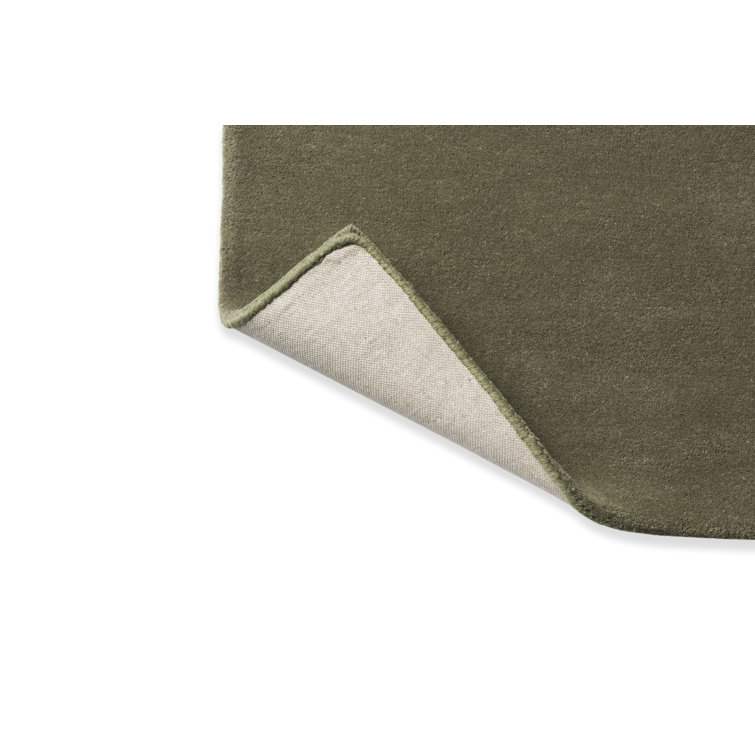 Large Green and Brown Wool Handmade Rectangular Area Rug
