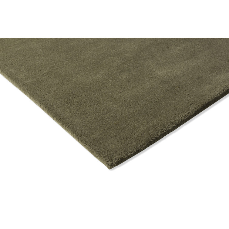 Large Green and Brown Wool Handmade Rectangular Area Rug