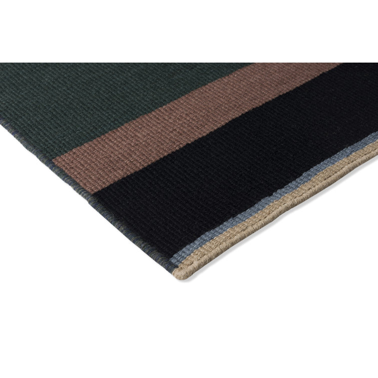 Handmade Blue and Gray Striped Wool Area Rug 4'6" x 6'6"