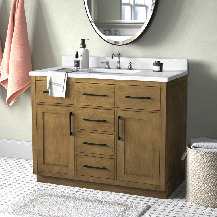 Athea 42" Almond Latte Freestanding Bathroom Vanity with Marble Countertop