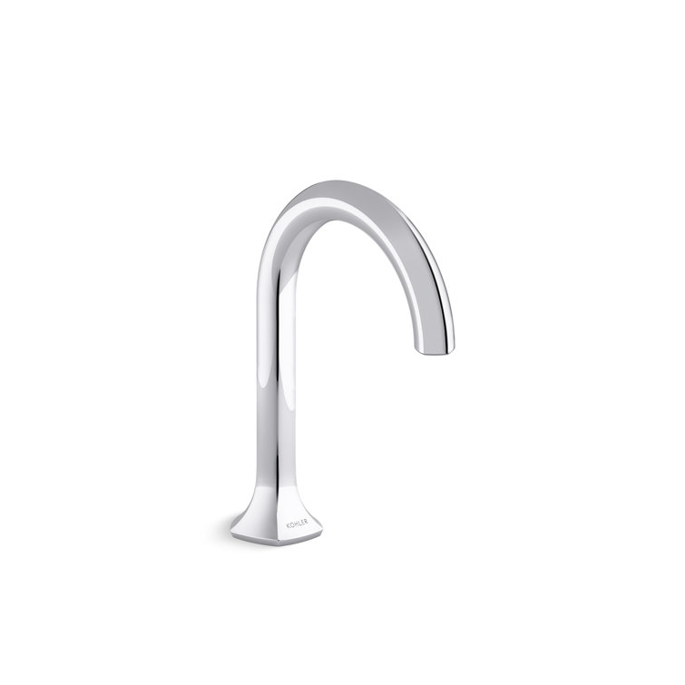 Midcentury Polished Chrome Cane Design Deck-Mount Bathroom Faucet