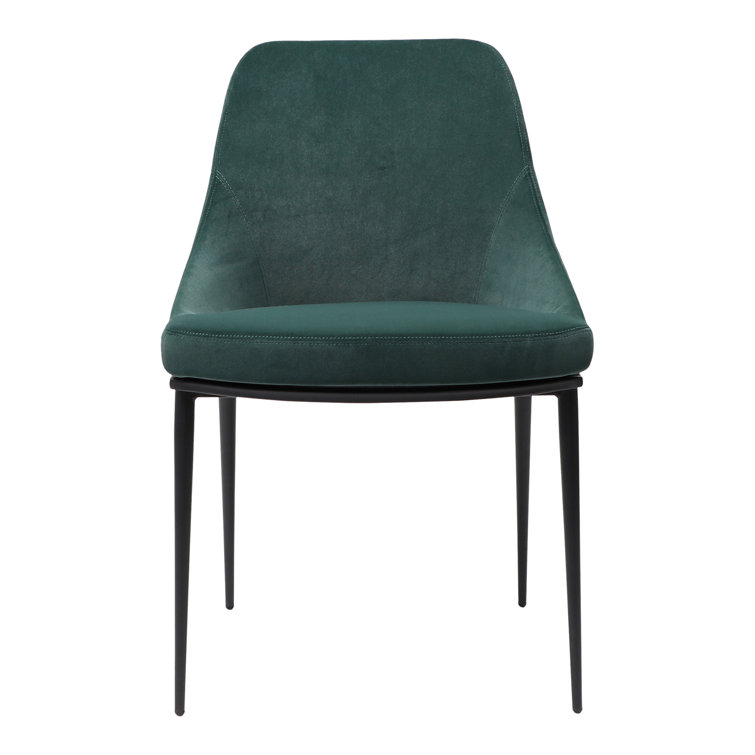 Vivian Green Velvet Upholstered Side Chair with Metal Legs - Set of 2