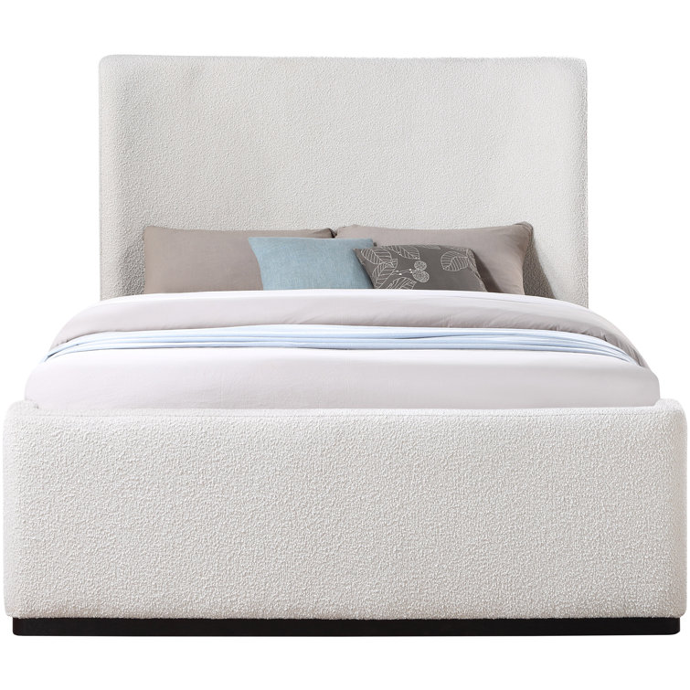 Oliver Queen Cream Boucle Fabric Upholstered Wingback Bed