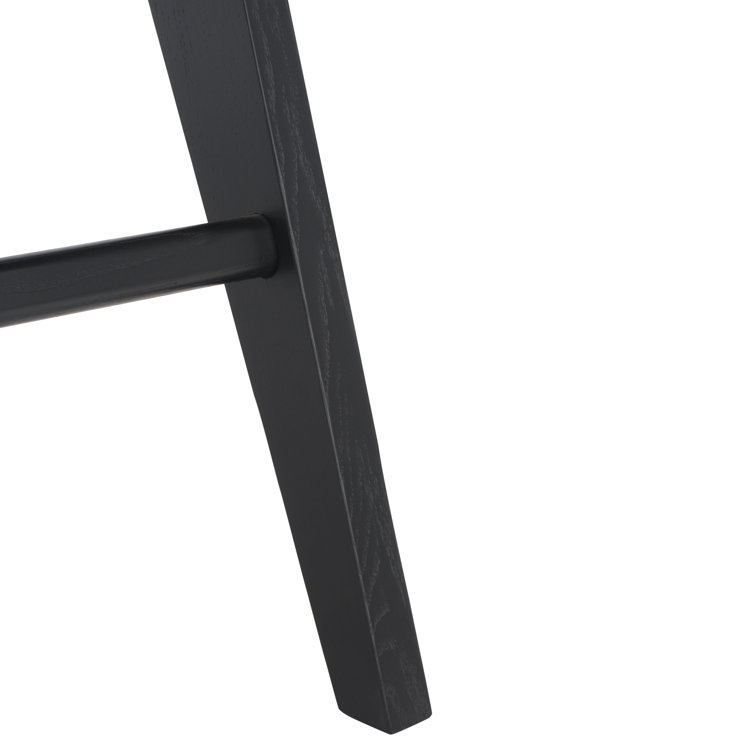 Colette Contemporary Black and Natural Ash Wood Rattan Dining Armchair