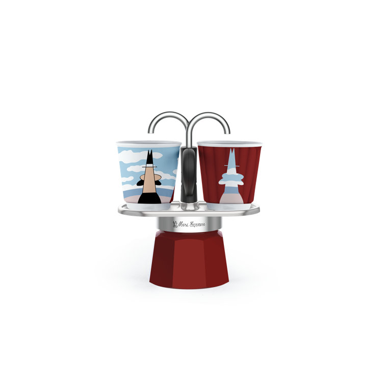 Bialetti Red Aluminum Mini Express 2-Cup Coffee Percolator Set