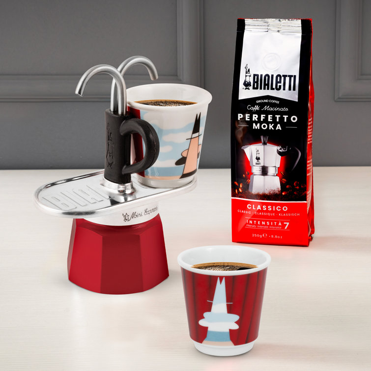 Bialetti Red Aluminum Mini Express 2-Cup Coffee Percolator Set