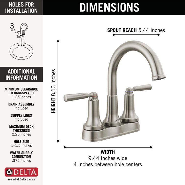 Saylor Geometric Stainless Steel Centerset Bathroom Faucet