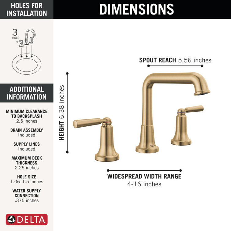 Champagne Bronze 3-Hole Widespread Bathroom Faucet with Drain Assembly
