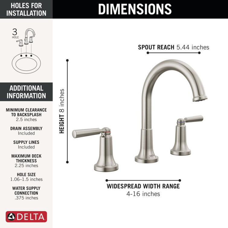 Stainless Steel 8" Widespread Bathroom Faucet with Drain Assembly