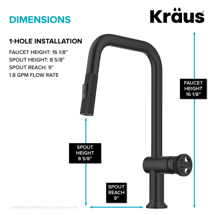 Matte Black Industrial Pull-Down Kitchen Faucet with Spray