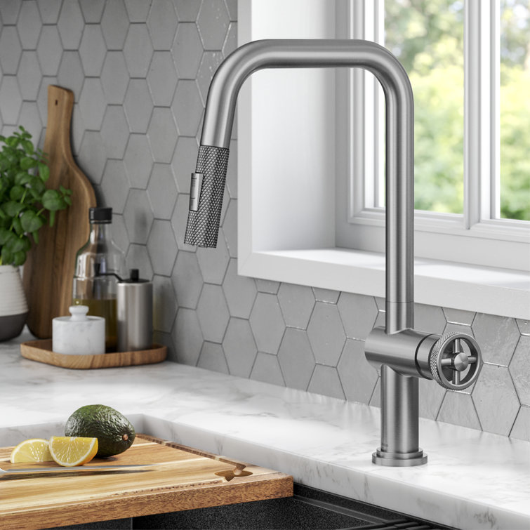 Stainless Steel Industrial Pull-Down Kitchen Faucet with Spray