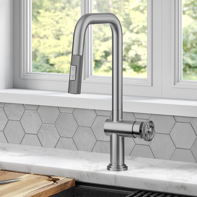 Stainless Steel Industrial Pull-Down Kitchen Faucet with Spray