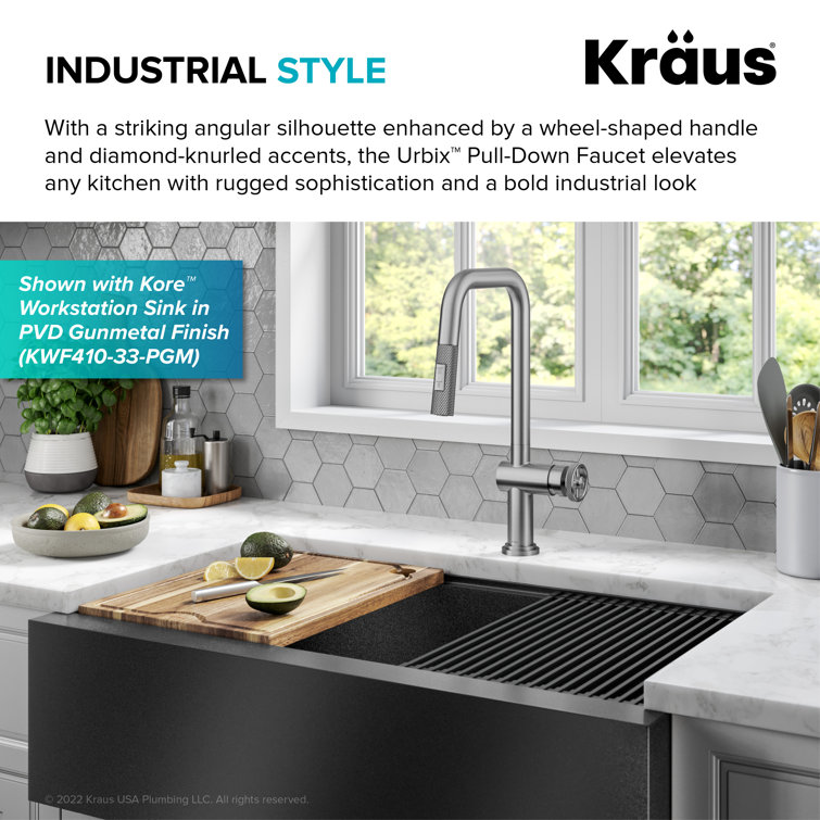 Stainless Steel Industrial Pull-Down Kitchen Faucet with Spray