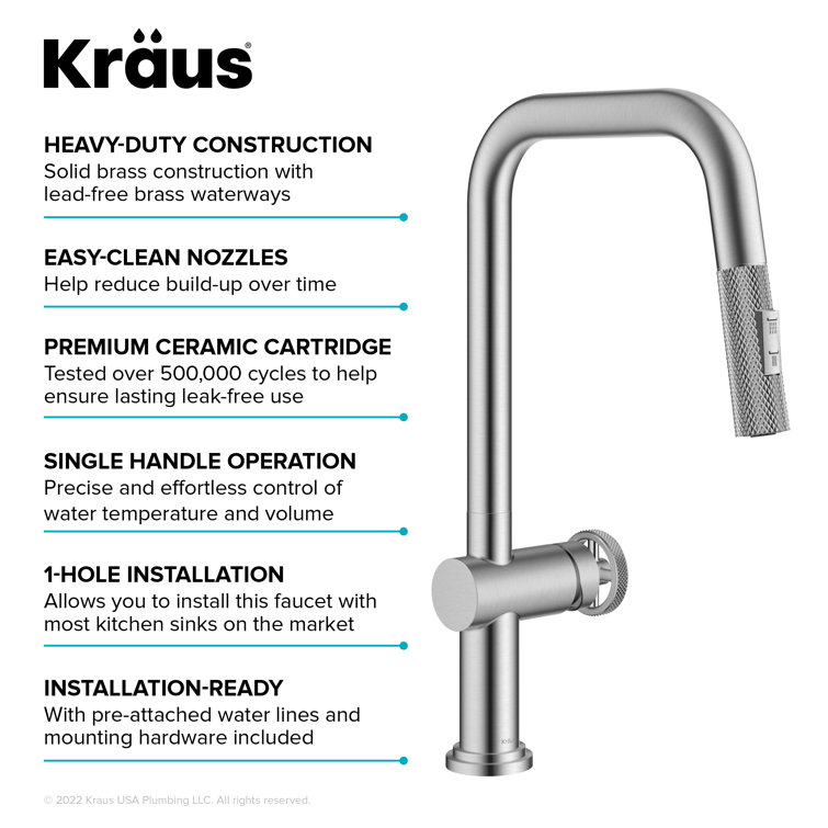 Stainless Steel Industrial Pull-Down Kitchen Faucet with Spray