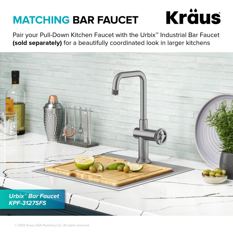 Stainless Steel Industrial Pull-Down Kitchen Faucet with Spray