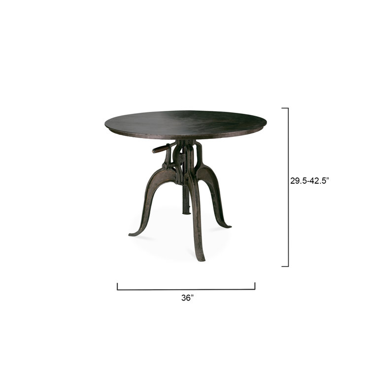 Gunmetal Gray Round Industrial Crank Counter Height Table