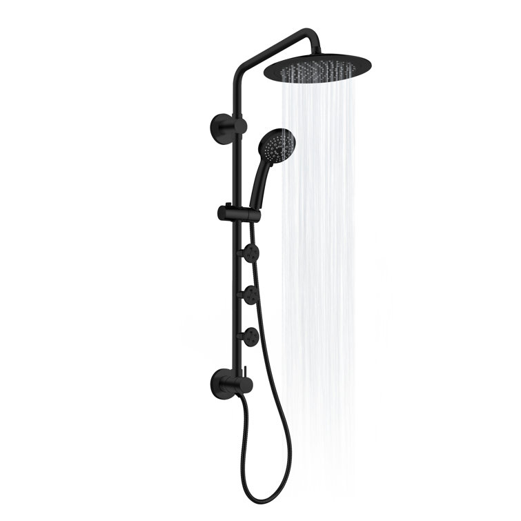 Matte Black Multi-Function Shower System with Body Jets