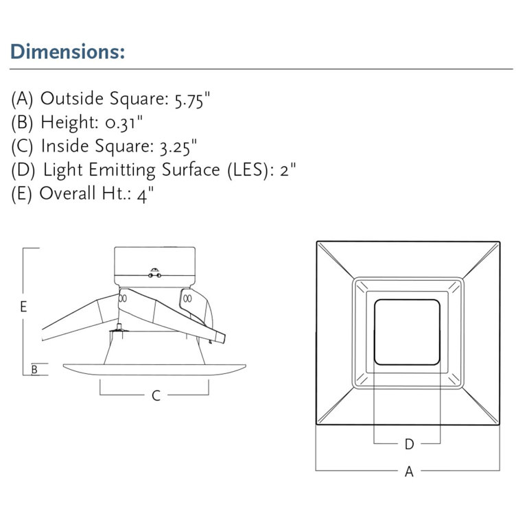 Antique Bronze 5" LED Square Recessed Trim