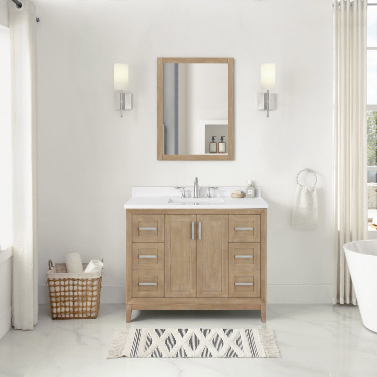 Antique Oak 42" Freestanding Bathroom Vanity with Marble Top