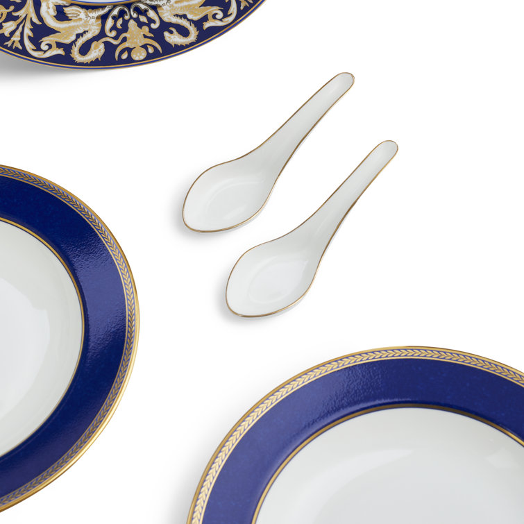 Navy and Gold Porcelain 8-Piece Dinnerware Set