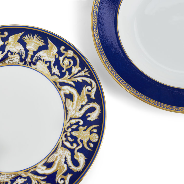Navy and Gold Porcelain 8-Piece Dinnerware Set