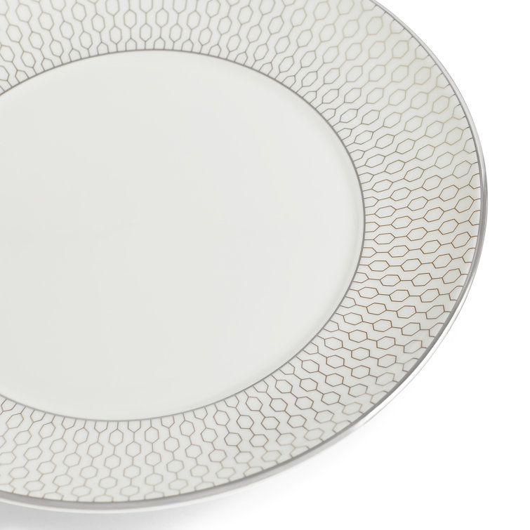 Gio Platinum 5-Piece White Porcelain Dinnerware Set