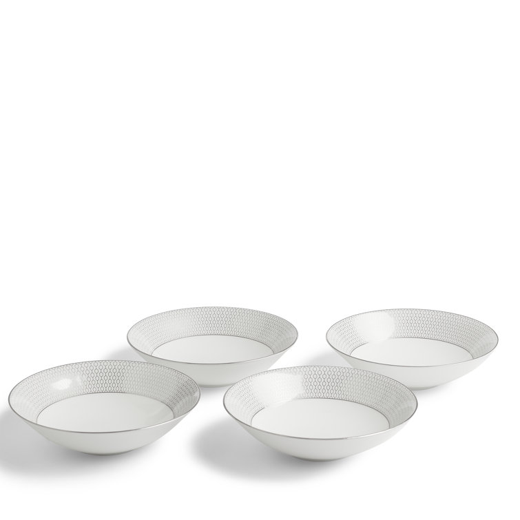 Gio Platinum White Porcelain 12-Piece Dinnerware Set for 4