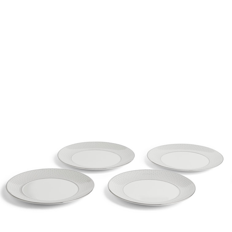 Gio Platinum White Porcelain 12-Piece Dinnerware Set for 4