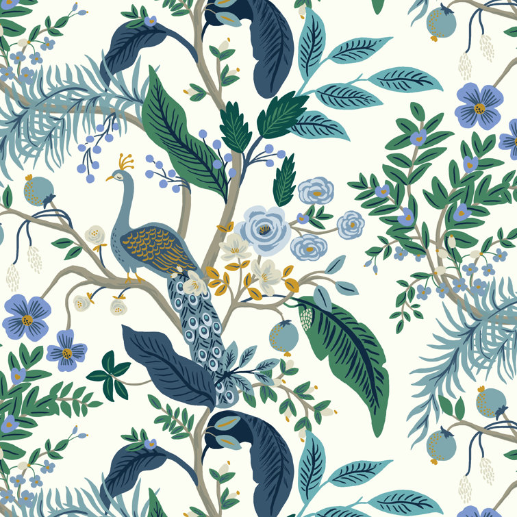 Peacock Blue and White Linen Upholstered Office Chair