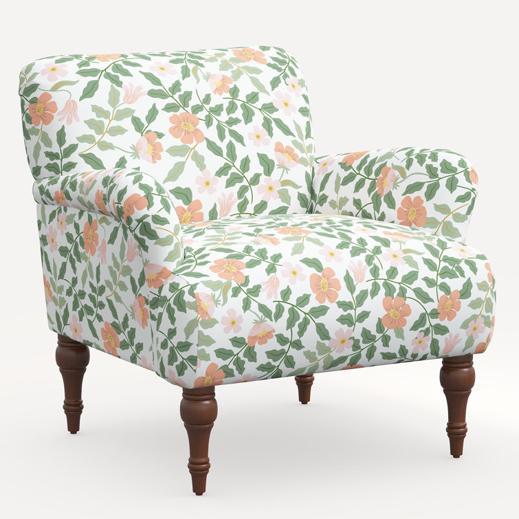 Blush Primrose Linen Blend Floral Accent Armchair