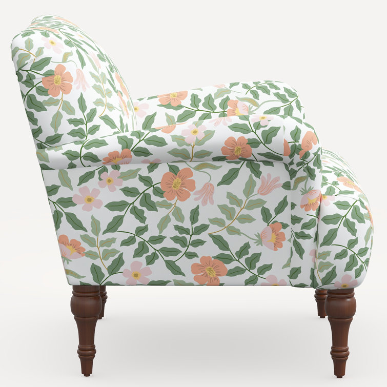 Blush Primrose Linen Blend Floral Accent Armchair