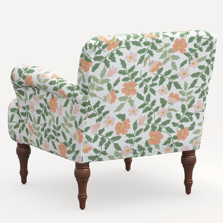 Blush Primrose Linen Blend Floral Accent Armchair