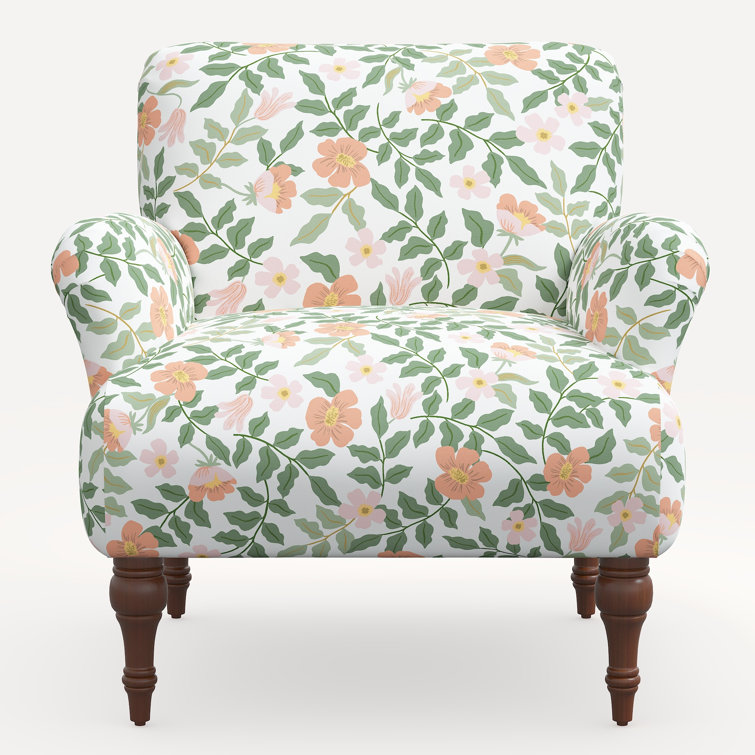 Blush Primrose Linen Blend Floral Accent Armchair