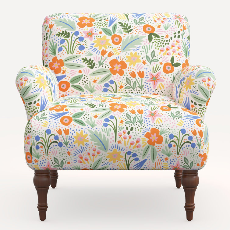 Merida Multi Linen Blend Floral Accent Armchair