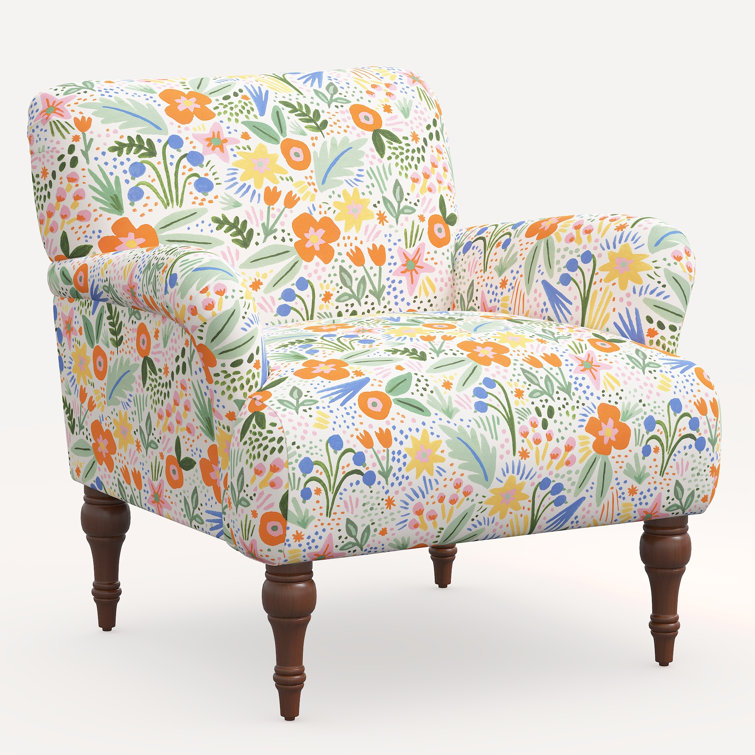 Merida Multi Linen Blend Floral Accent Armchair