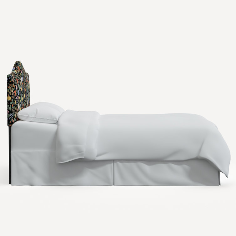 Twin Black Floral Upholstered Headboard