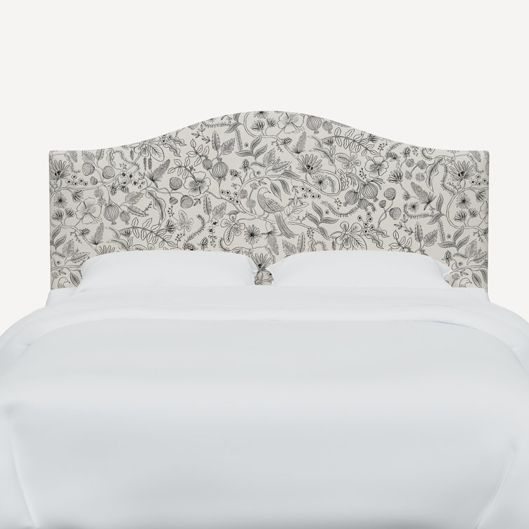 Black and Cream Linen Upholstered King Headboard