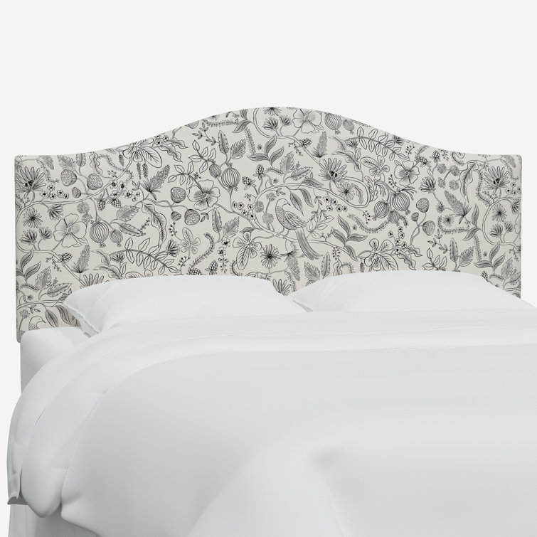 Twin Black and Cream Linen Upholstered Headboard
