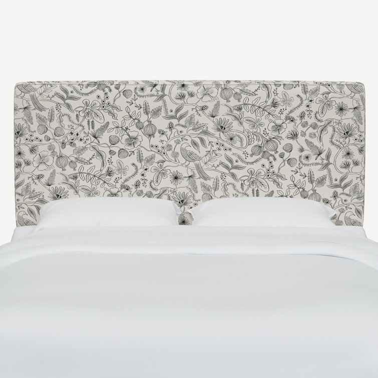 King Black and Cream Linen Upholstered Panel Bed