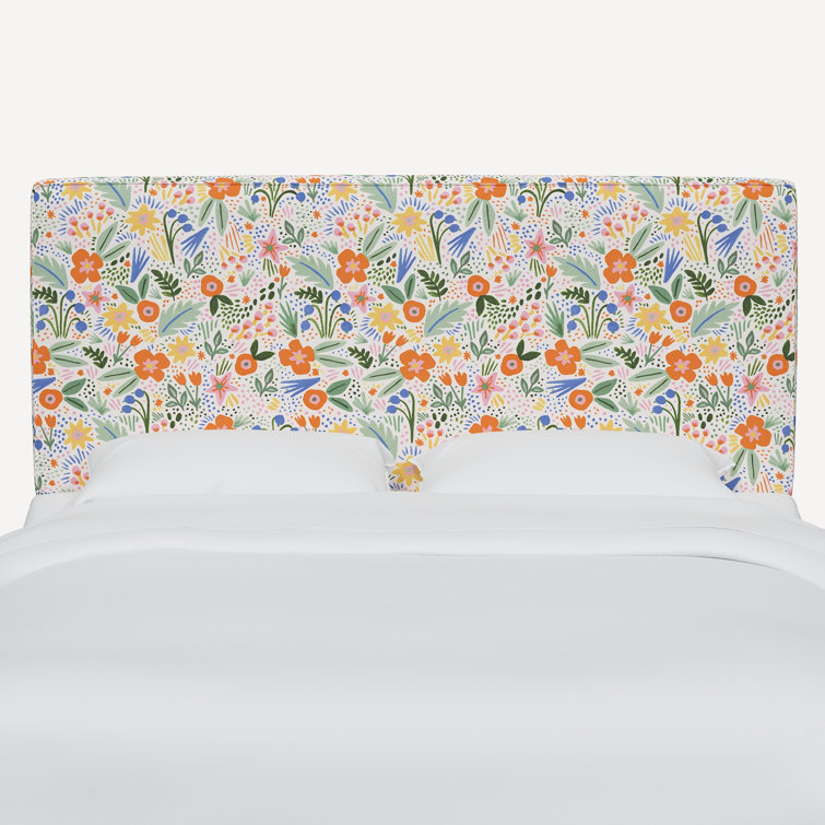 Twin Floral Linen Blend Upholstered Panel Headboard