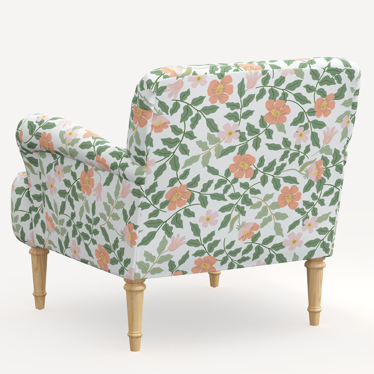 Primrose Blush Floral Linen Blend Armchair with Natural Legs