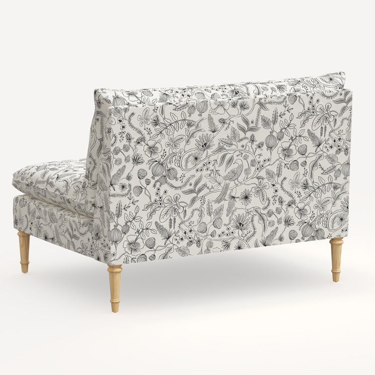 Black Aviary Linen Blend Armless Loveseat with Natural Wood Legs