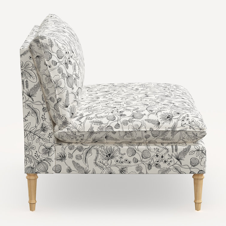 Black Aviary Linen Blend Armless Loveseat with Natural Wood Legs