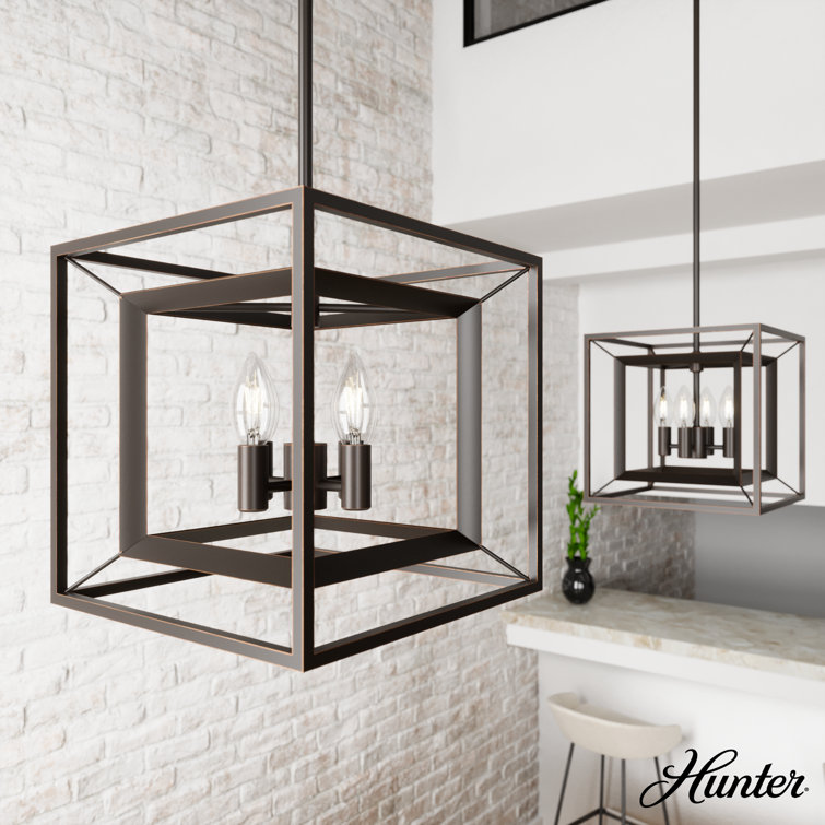 Doherty 12" Bronze and Glass 4-Light Pendant