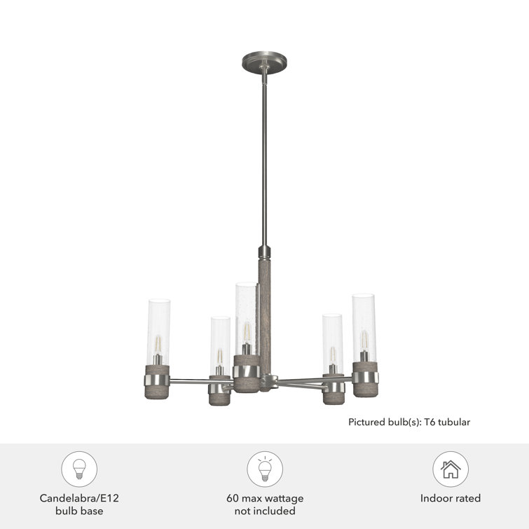 River Mill Brushed Nickel 5-Light Candle Chandelier