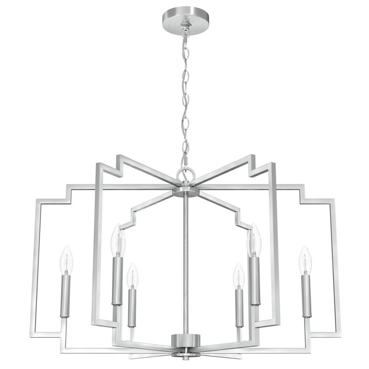 Brushed Nickel Geometric 6-Light Candle Chandelier