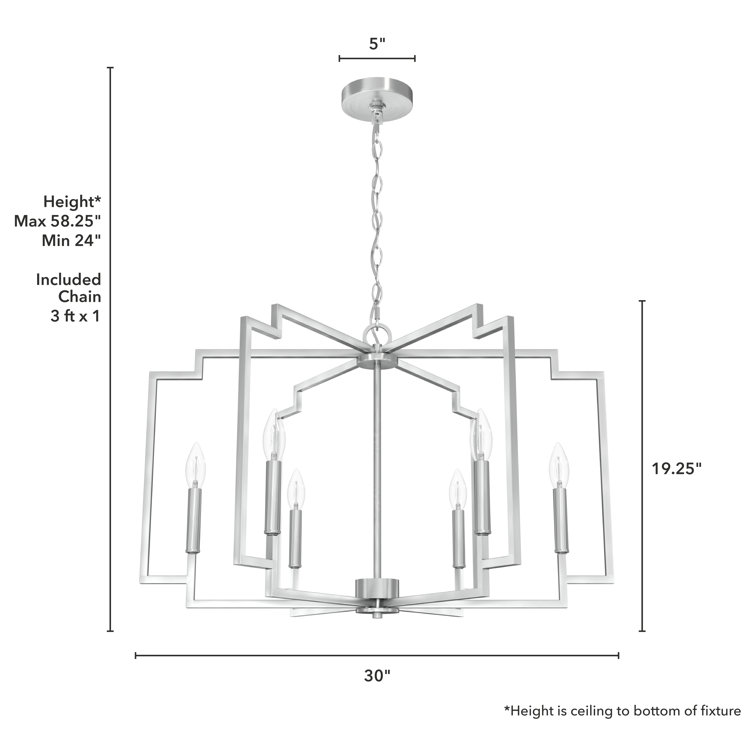 Brushed Nickel Geometric 6-Light Candle Chandelier