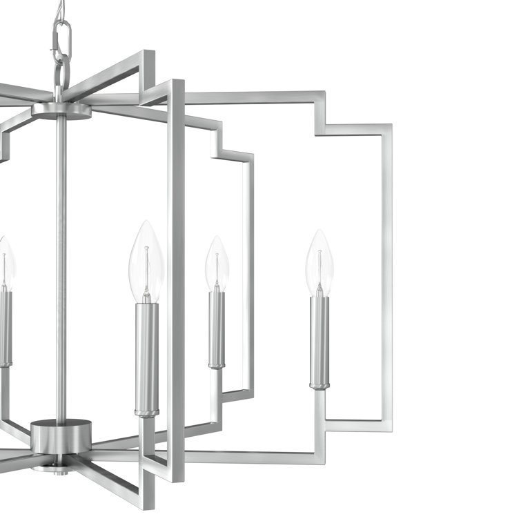 Brushed Nickel Geometric 6-Light Candle Chandelier