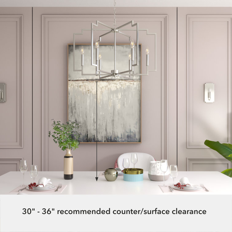 Brushed Nickel Geometric 6-Light Candle Chandelier